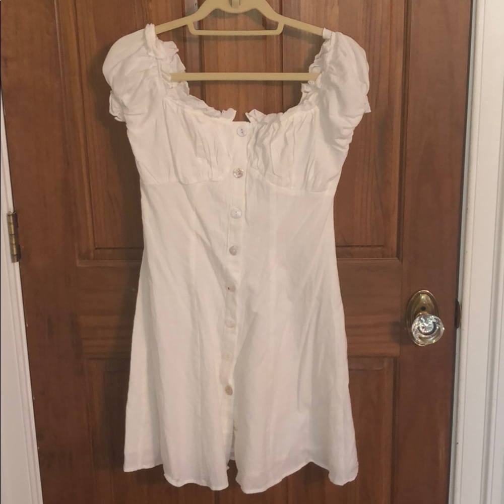 White button mini dress